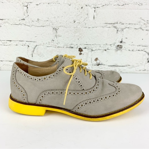 Cole Haan Gramercy Oxford Wingtip Laced Loafer Grey Suede Leather Shoes 8 - Picture 7 of 12